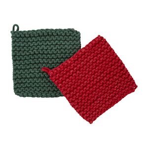 Red & Green Crochet Pot Holder