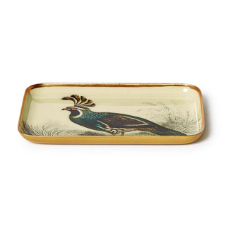 Vintage pheasant trinket dish with colorful game bird illustration