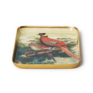 Vintage pheasant trinket dish with colorful game bird illustration