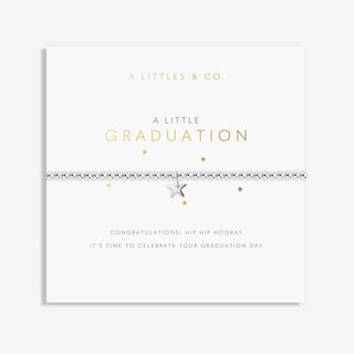 Silver-plated graduation bracelet with star charm on sentiment card