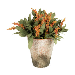 Potted Amaranth - Amber featuring realistic faux amber amaranth stems in a textured decorative planter.