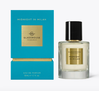 Glasshouse Midnight In Milan perfume bottle and box

Midnight In Milan Eau de Parfum by Glasshouse Fragrances

Glasshouse Midnight In Milan saffron and rose fragrance

Midnight In Milan 50ml perfume with gold label

Glasshouse Fragrances Midnight In Milan travel spray