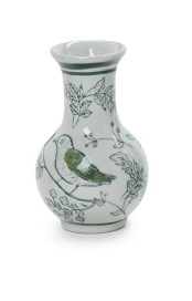 Green and white chinoiserie mini porcelain vases 

Hand-painted green and white chinoiserie bud vases

Mini porcelain chinoiserie vases with floral and bird designs

Decorative green and white hand-painted chinoiserie vases