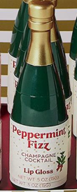 Champagne Bottle Lip Gloss in Peppermint Fizz, Espresso Frost, and Cranberry Sparkler