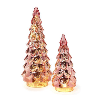 Pink Mercury Glass Light Up Christmas Trees