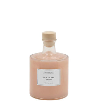 Archipelago Charcoal Rose bubble bath in glass bottle with wooden stopper