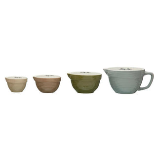 Stoneware batter bowl measuring cups set of four in multi color