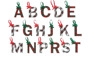 "Tartan plaid acrylic letter ornament with ribbon hanger"

"Christmas initial ornaments in red and green plaid"

"Monogram letter ornaments with grosgrain ribbon"

"Holiday plaid letter decorations for personalized gifting"

