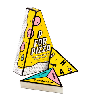P For Pizza fast-paced word game with pizza slice cards