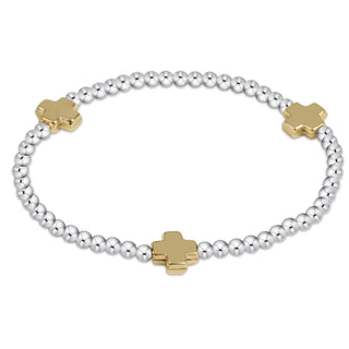 enewton Signature Cross Gold Pattern 3mm Bead Bracelet
