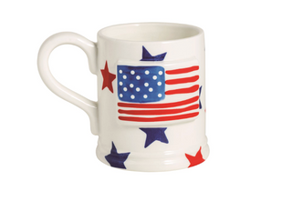USA themed ceramic mug with embossed design