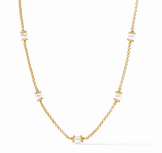 Hydra Delicate Station Necklace by Julie Vos with gold chain and pearl accents