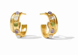 Julie Vos Cobblestone Double Hoop Earrings in 24K gold plate with imported glass