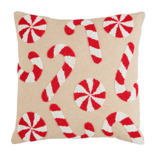 Candy Cane Beaded Pillow