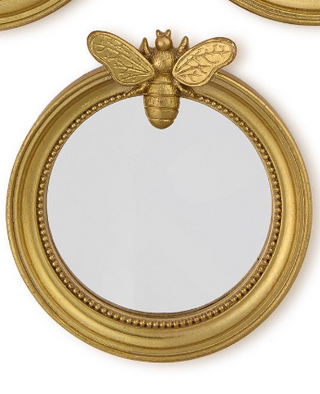 Gold bird round mirror tray wall decor or vanity jewelry holder