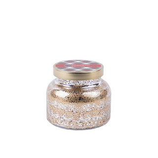 Holiday Sweet Grace Christmas Bliss Candle in gold mercury jar

Bridgewater Christmas Bliss and Sweet Grace candle with plaid lid

Festive gold glass candle with metallic shimmer

Holiday candle in gold speckled jar with plaid label

Sweet Grace Christmas candle in sparkling holiday design