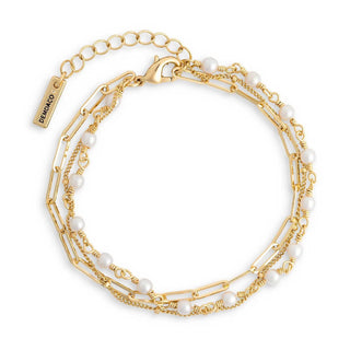 Pearls from Within gold bracelet with layered chains and pearl accents