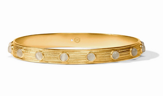 Julie Vos Cobblestone Stone Bangle in 24K gold plate with imported glass stones