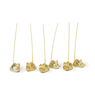 Gold mouse hors d'oeuvres picks set with decorative mouse handle