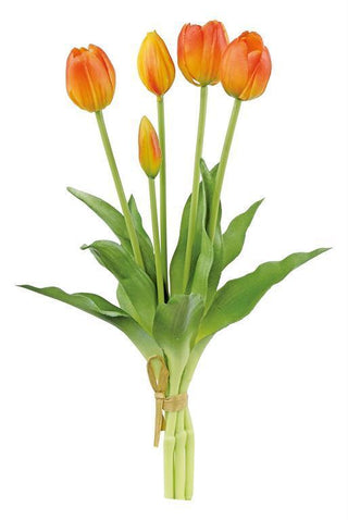 Orange tulip bundle 15.5 inch real touch artificial flowers