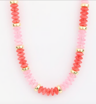 Jules Necklace with colorful disc beads and gold accents