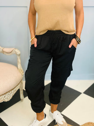 Black Cargo Joggers