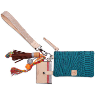Consuela Indy Combi wristlet wallet with textured zip pouch and card holder

Consuela Indy Combi featuring teal textured pouch, card wallet, and wrist strap

Consuela Indy Combi on-the-go wristlet with card slots, zip pouch, and keyring

Compact Consuela Indy Combi wristlet wallet for keys, cards, and small essentials