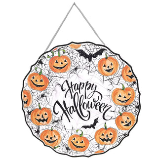 Spooky "Happy Halloween" PVC Door Hanger Round Top