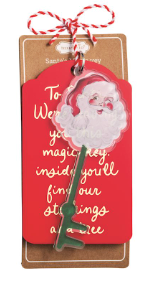 Santa Magic Key Tag featuring an acrylic Santa key attached to a festive acrylic sentiment tag with red and white cotton cord for Christmas traditions.