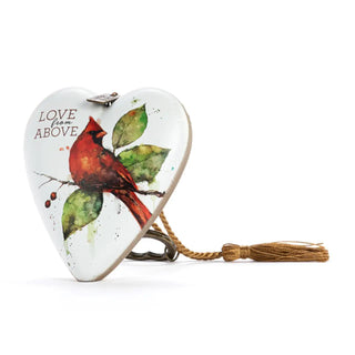 Love from Above art heart with red cardinal and tassel