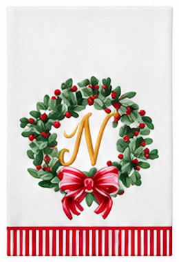 Initial Guest Napkin Kit Wreath & Ribbon