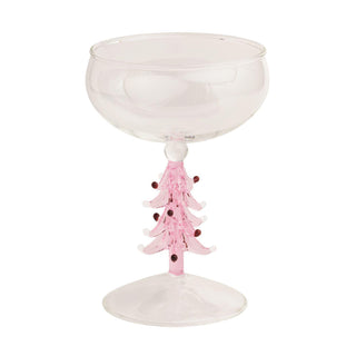 Holiday coupe cocktail glass with green Christmas tree stem

Festive coupe glass with hand-painted nutcracker stem

Clear coupe drink glass with pink Christmas tree stem and red ornaments

Holiday coupe glass with Santa Claus stem for Christmas entertaining