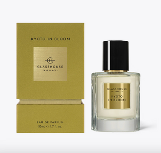 Glasshouse Kyoto In Bloom Eau de Parfum bottle and box

Kyoto In Bloom perfume by Glasshouse in gold packaging

Glasshouse Kyoto In Bloom travel spray 14ml perfume

Glasshouse Fragrances Kyoto In Bloom camellia and lotus scent

Kyoto In Bloom Eau de Parfum set by Glasshouse
