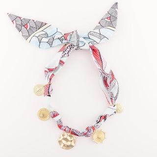 Lucinda Scarf Charm Necklace with gold coin and medallion charms