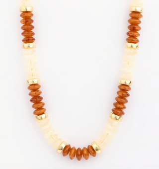 Jules Necklace with colorful disc beads and gold accents