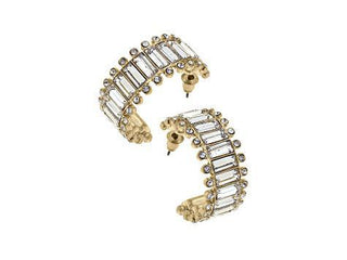 Katherine Rhinestone Baguette Hoop Earrings "Clear"