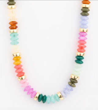 Jules Necklace with colorful disc beads and gold accents
