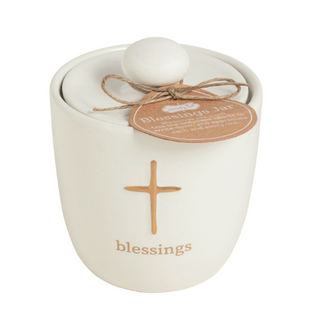 2-piece Blessing Jar set with ceramic lid and paper hearts for gratitude journaling