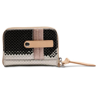 Consuela Kyle Zippy Wallet with zip closure and exterior card slots

Compact Consuela Kyle Zippy Wallet featuring snap strap and D-ring attachment

Consuela Kyle Zippy Wallet interior view with card slots and zippered compartment

Small Consuela Zippy Wallet attached to wristlet with secure zipper design
