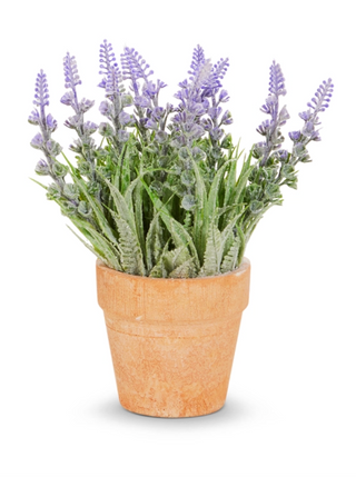 7.5 inch potted lavender plant with realistic purple blooms