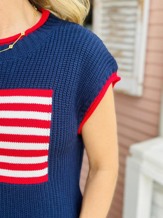 American Flag Knit Top