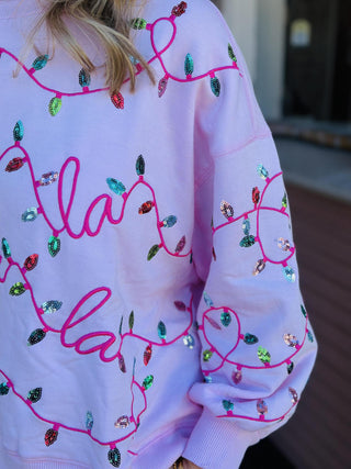 Pink Makenzie Embroidered Lights Sweater with colorful Christmas lights

Holiday sweater with fa la la embroidery and light strand details

Pink Christmas sweatshirt with festive embroidered lights

Makenzie holiday sweater with bright embroidered design

Cozy pink embroidered Christmas lights pullover