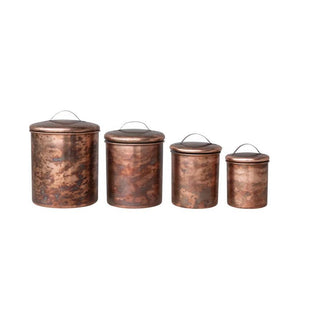 Decorative copper-finish stainless steel kitchen canister with lid