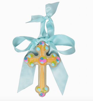 Hand-painted cross ornament with gold back and satin bow

Cross ornament signed by artist from Raleigh, NC

Colorful hand-painted wooden cross ornament with ribbon hanger

MDF hand-painted cross ornament with gold back and satin bow

Southern-style hand-painted cross ornament for home or holiday decor