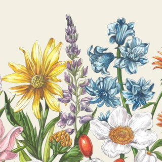 Wildflower cocktail napkins with colorful botanical floral illustration on soft neutral background