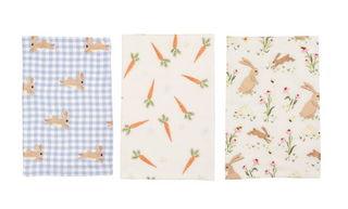 Embroidered Easter hand towel with bunny and gingham pattern