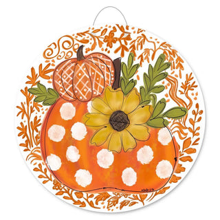 Orange Chinoiserie Harvest Pumpkin Door Hanger