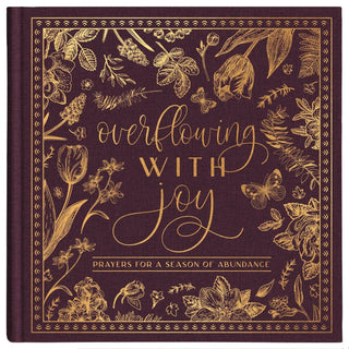 Overflowing with Joy devotional book with gold floral design