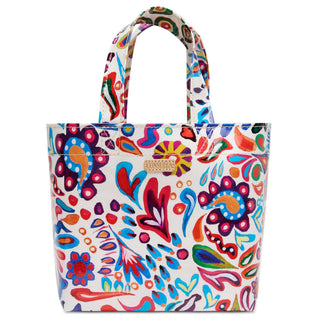 Consuela Grab 'N' Go Mini Bianca tote bag with colorful floral print exterior