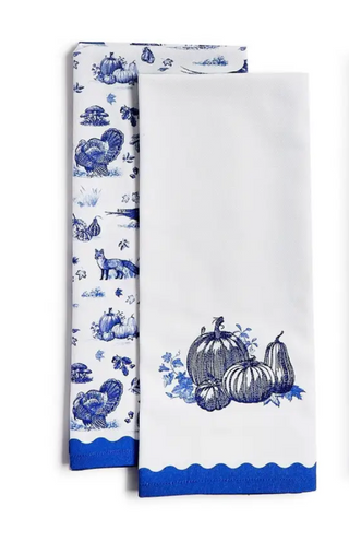 Falling For Blue Toile Dish Towels